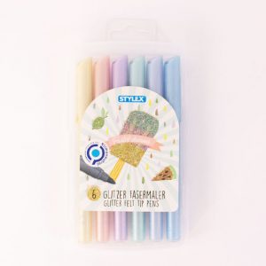 Glitzer Fasermaler - Pastellfarben